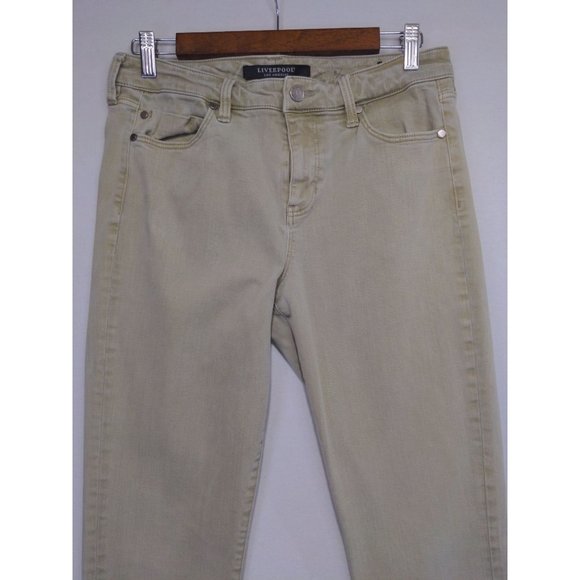 Liverpool Women's The Ankle Skinny Fitted Mid-Rise Classiccore Yellow/Green Sz 8 - Picture 2 of 11